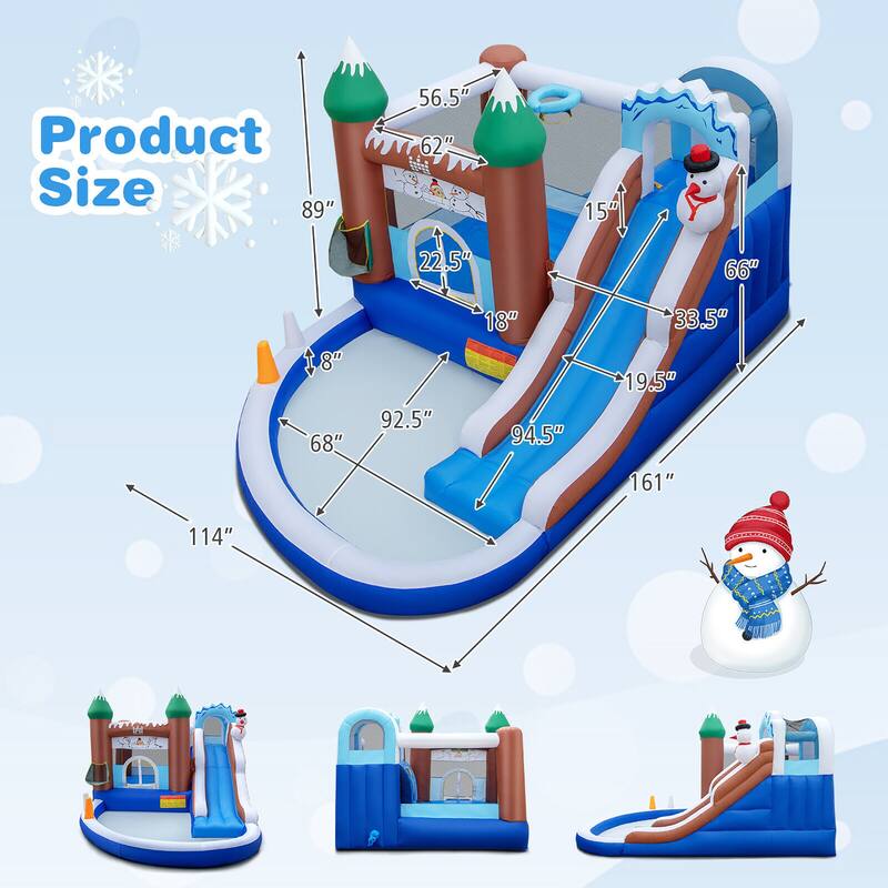 Gymax 6-in-1 Winter Theme Snowman Inflatable Castle Kids Bounce House
