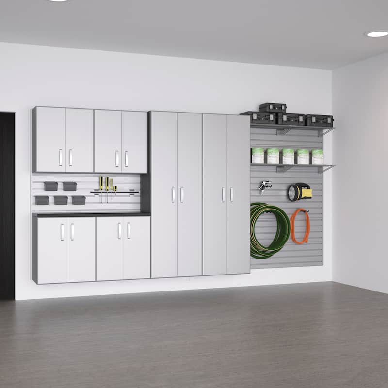 Flow Wall 7 Piece PVC Indoor Cabinet and Shelf Set