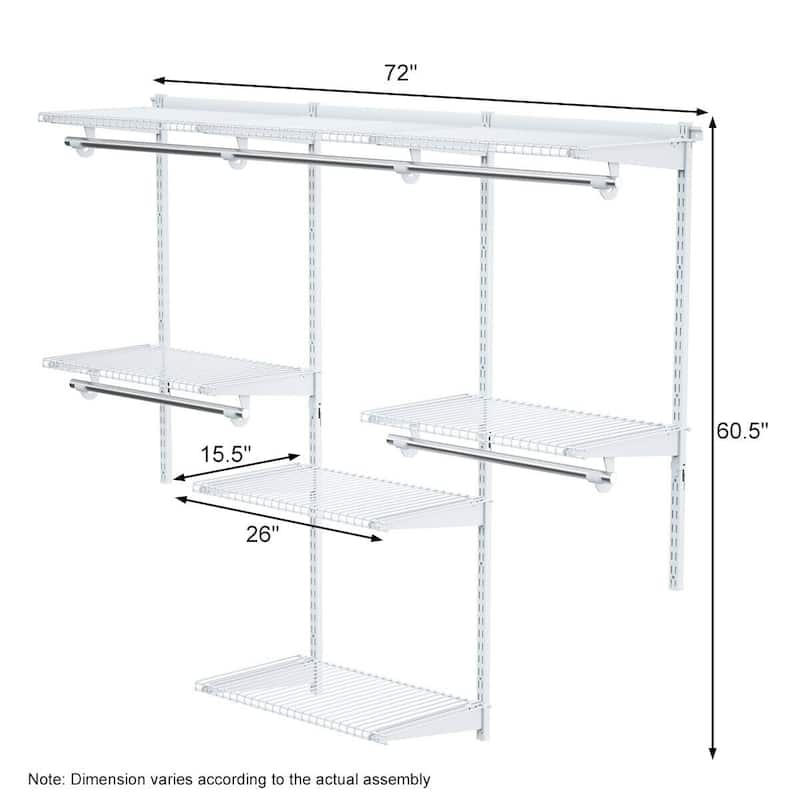 Costway Wall Mounted Adjustable Closet Organizer Custom Metal Closet - Varies by assembly method
