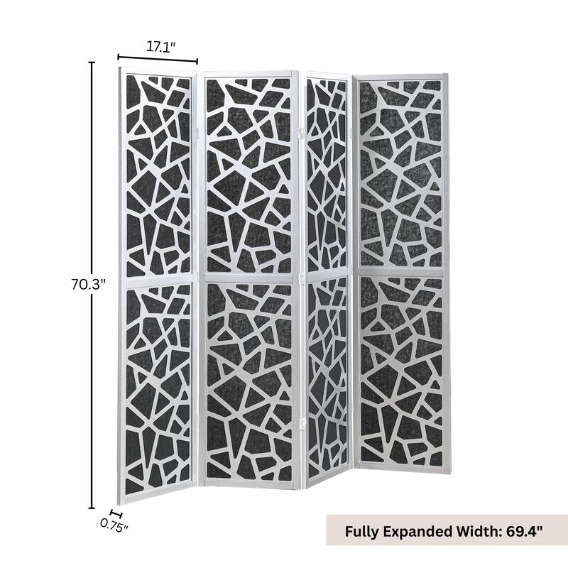 Roundhill Furniture Aurra 4-Panel Wood Room Divider, Folding Portable Partition Screen