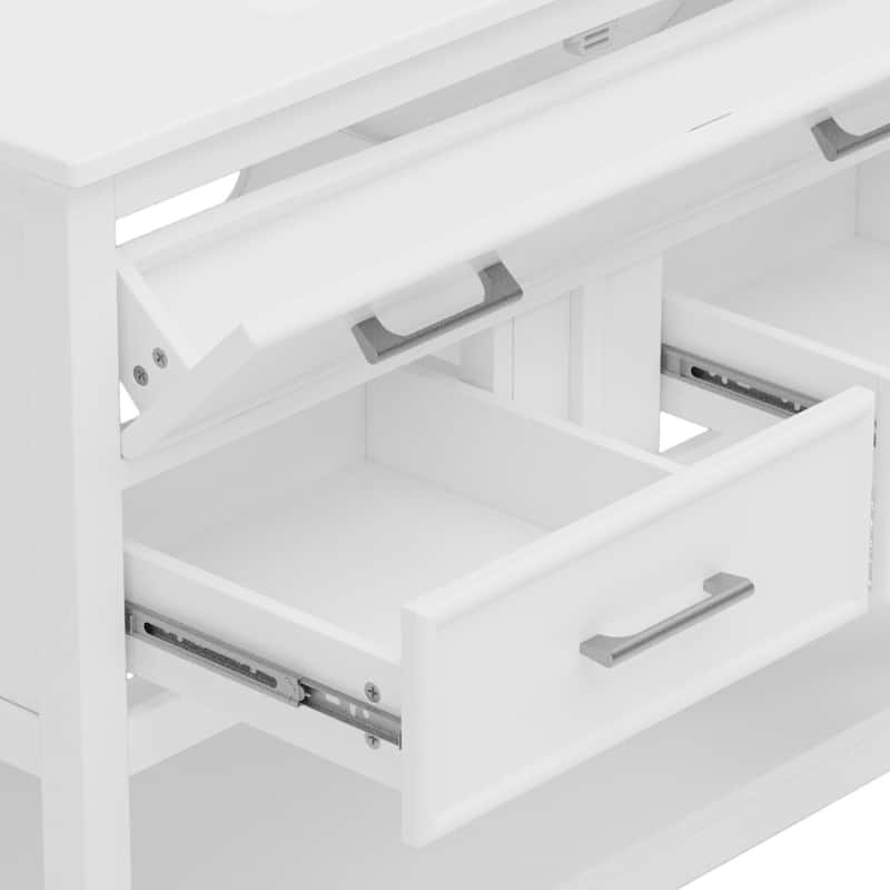 36" Vanity with Ceramic Sink,Vanity with Tip-Out Tray and 2 Full-Extension Drawers,Pulls and Close Drawer Slides Design
