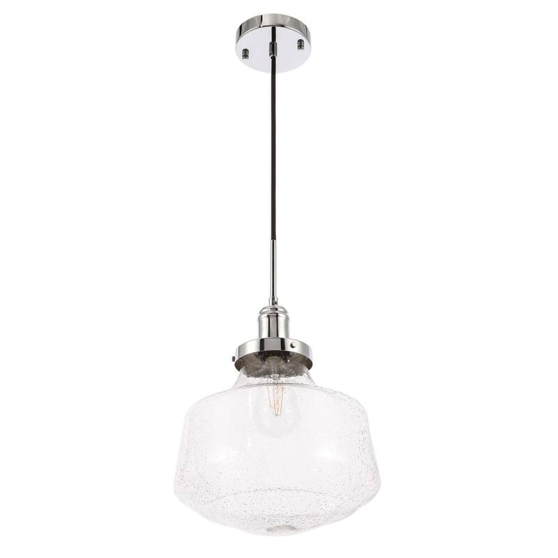 Klyli 11-inch 1-light Clear Seeded Glass Hanging Pendant