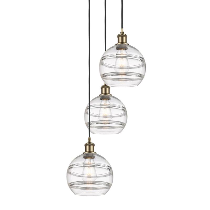 Innovations Lighting 113B-3P-30-15 Rochester Pendant Rochester 3 Light - Antique Brass / Clear