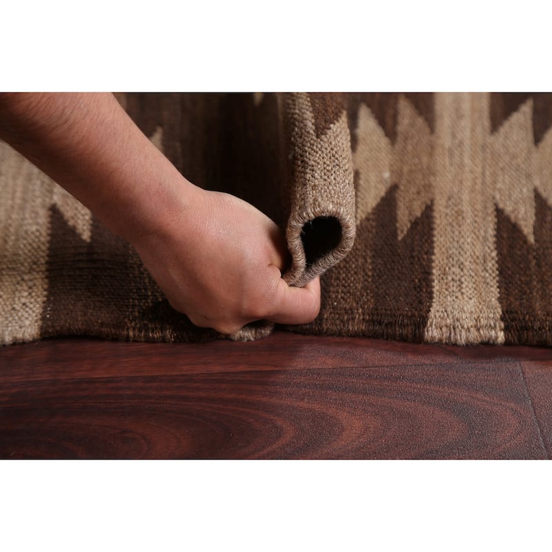 Natural Dye Geometric Tribal Kilim Oriental Wool Area Rug Hand-woven - 4'9" x 6'1"