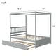 preview thumbnail 8 of 13, Nestfair Full Size Canopy Bed with Twin Trundle, Kids Solid Wood Platform Bed Frame w/ Headboard, No Box Spring Needed