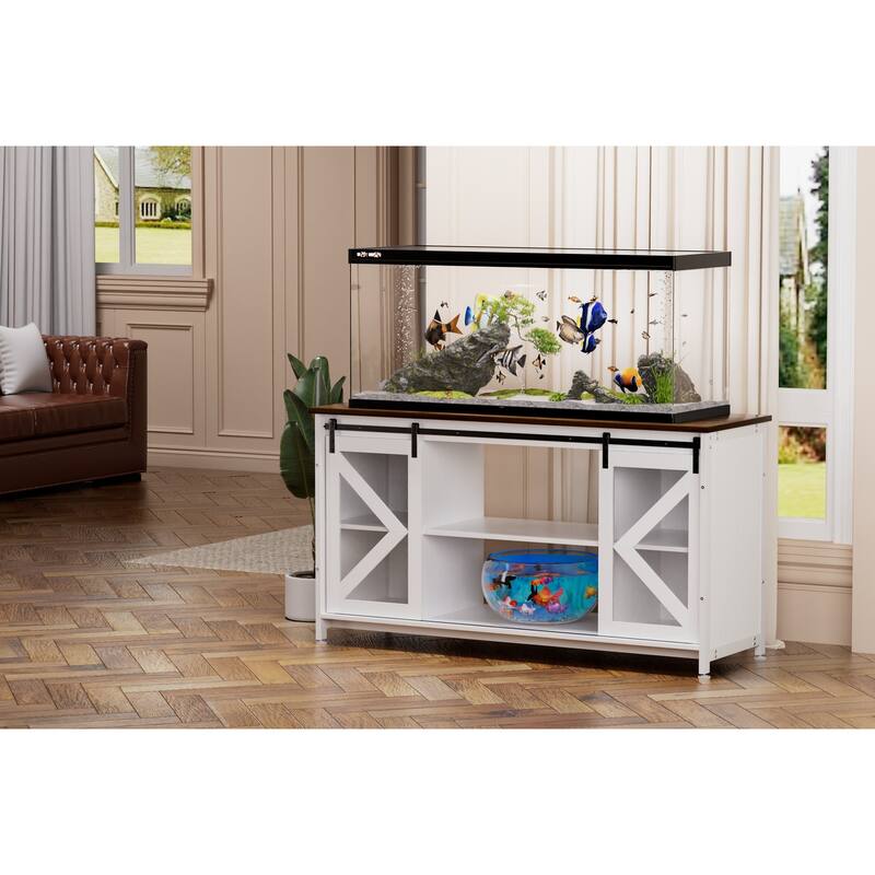 Anmytek 80 Gallon Heavy Duty Metal Aquarium Stand with Cabinet for Fish Tank Accessories Storage