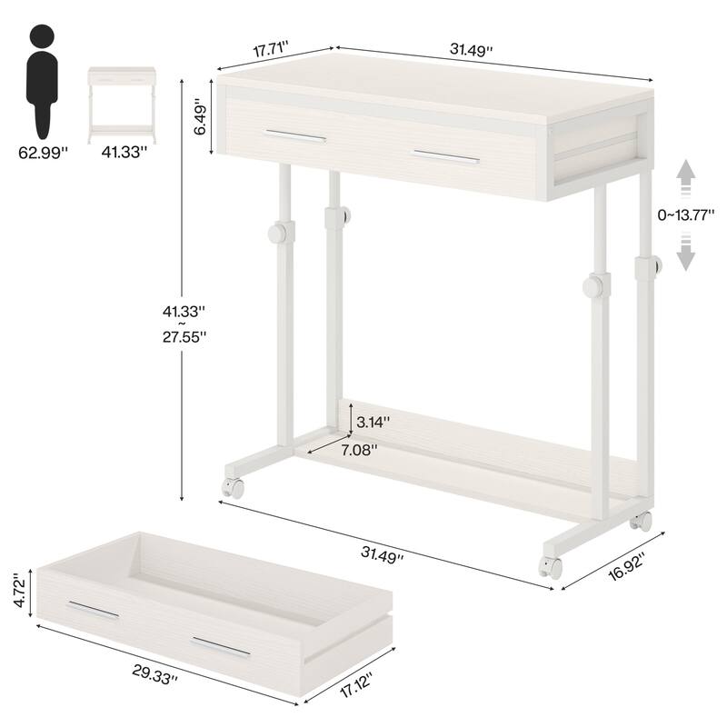 Mobile Portable Laptop Standing Desk with Drawers