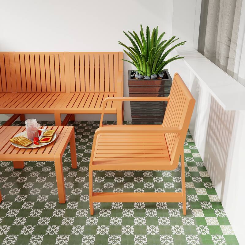5-Piece Set - 3-Seater Sofa,2 Chairs & 2 Coffee Tables Waterproof PP Material- Easy Assembly Patio Conversation Set