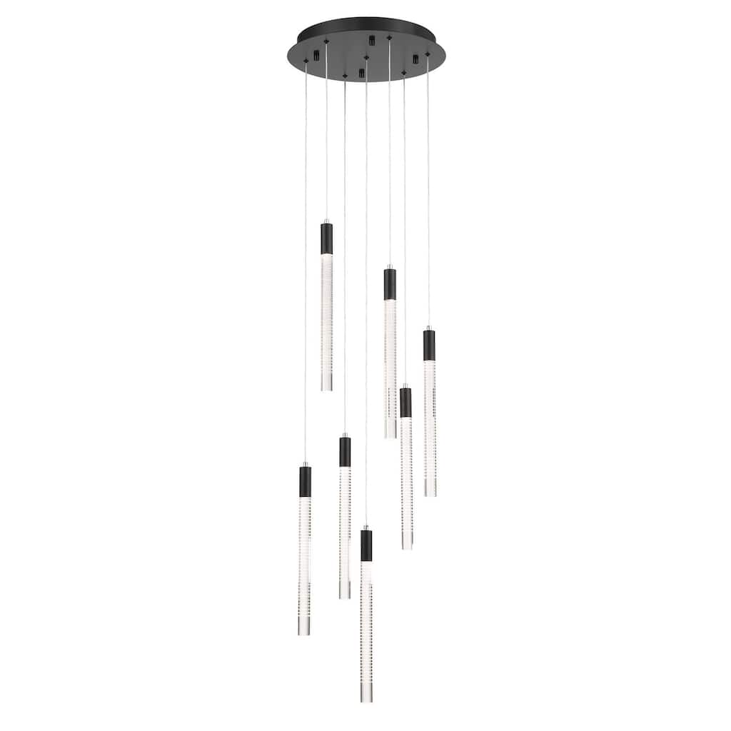 Artcraft Celine - Integrated LED Chandelier - Black Finish - Laser Lined Glass Rods