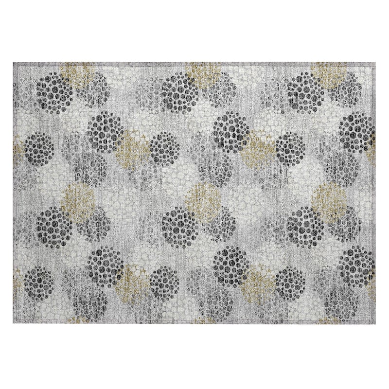 Machine Washable Indoor/ Outdoor Chantille Modern Bubbles Rug