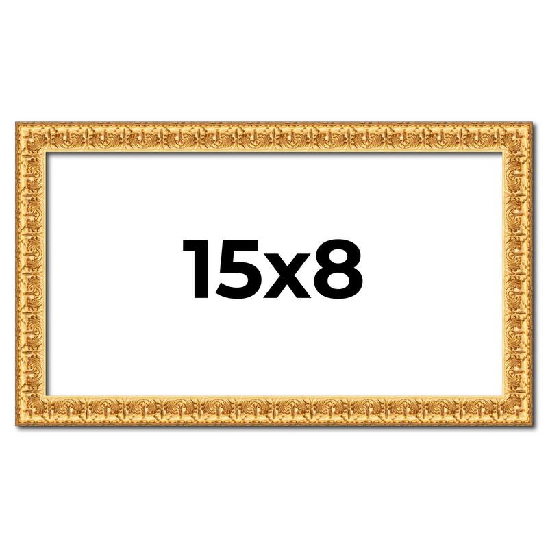 15x8 Frame Gold Real Wood Picture Frame Width 1 inches | Interior