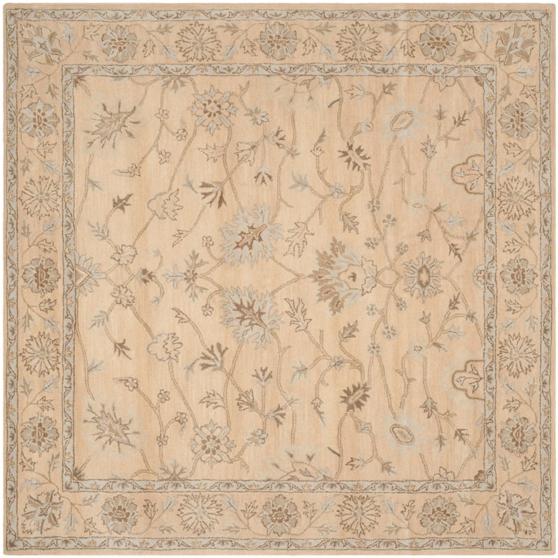 SAFAVIEH Handmade Wyndham Donjeta Modern Wool Rug - 7' Square - Light Gold/Light Gold