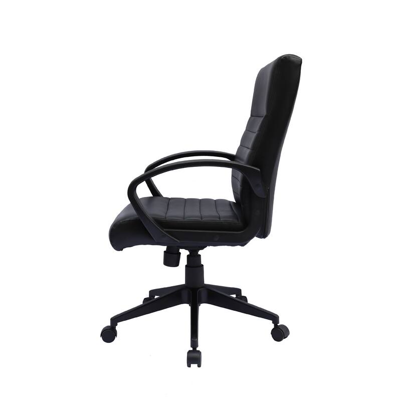 Swivel Task Chair, Black Ribbed Back Vinyl, Caster Wheels, Adjustable