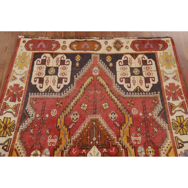 Vegetable Dye Shiraz Persian Antique Rug Hand-knotted Wool Carpet - 3'10"x 5'6"
