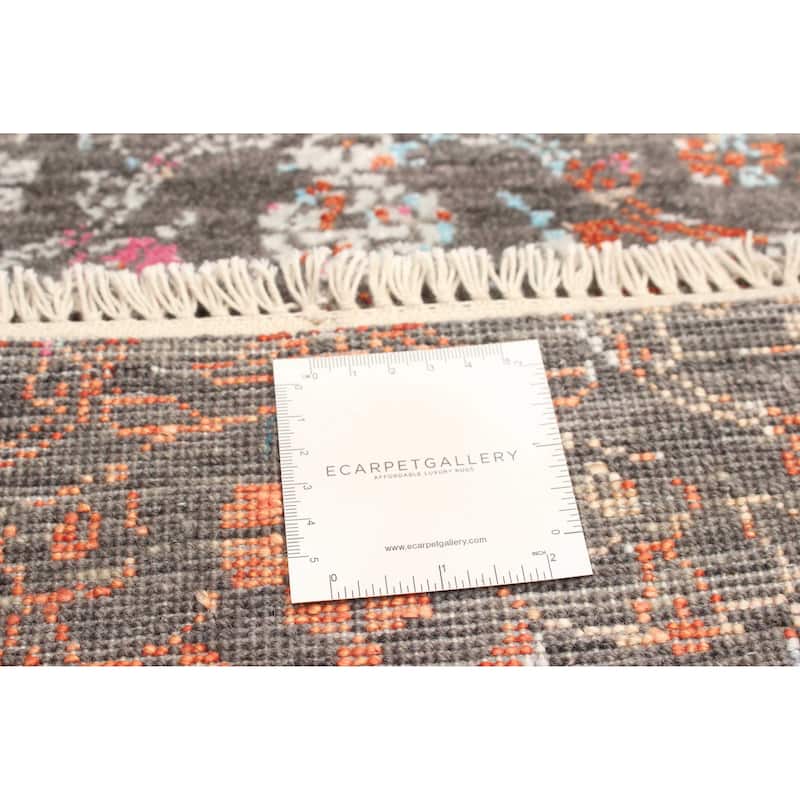 ECARPETGALLERY Hand-knotted Heritage Grey Silk, Wool Rug - 2' 7" x 8' 1"