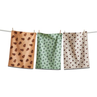 Warm Wishes Dishtowel Set of 3 - Multicolor Cotton Kitchen Towels, Everyday Use, Machine Wash, 26" x 18"