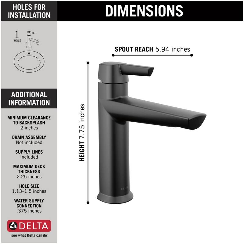 Delta Galeon 1.2 GPM Single Hole Bathroom Faucet Less Drain Assembly