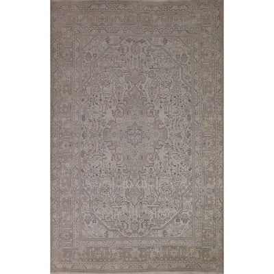 Distressed Tabriz Persian Vintage Area Rug Hand-knotted Wool Carpet - 6'10" x 9'6"