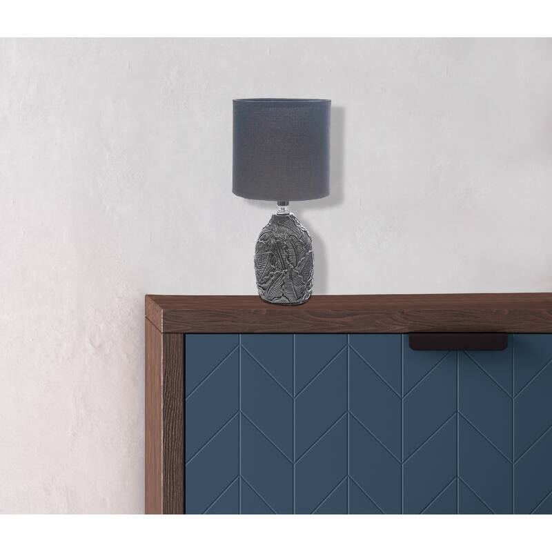 Ceramic Table Lamp With Shade Leaflet Black
