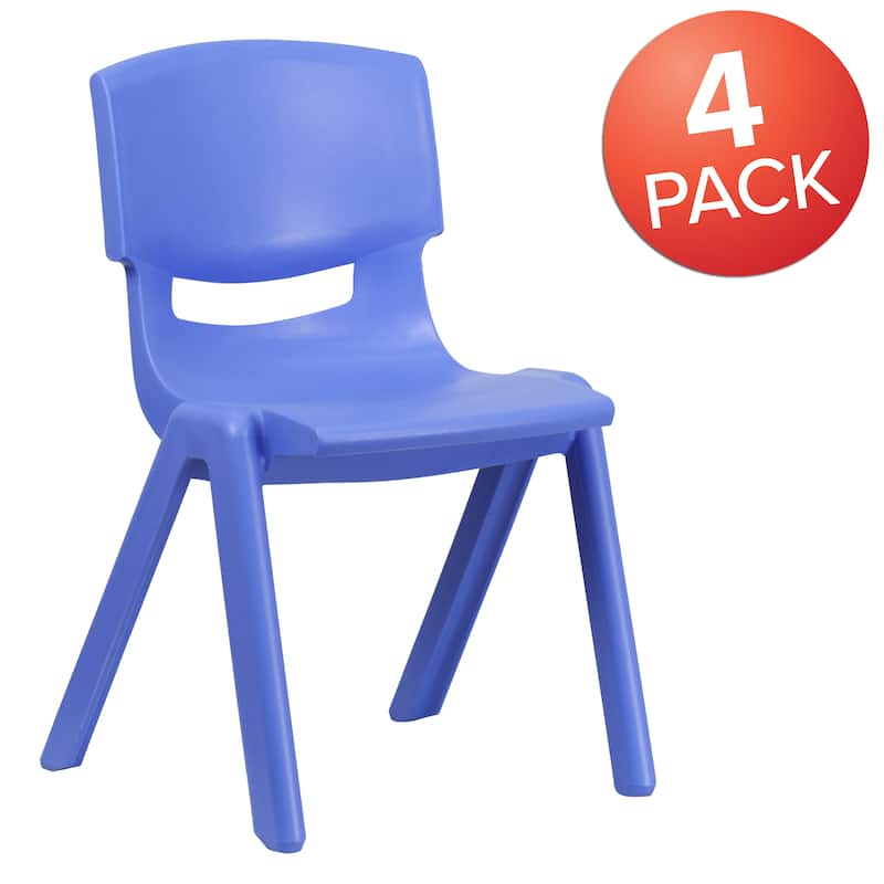 4 Pack Plastic Stack School Chair with 15.5"H Seat, 3rd-7th School Chair