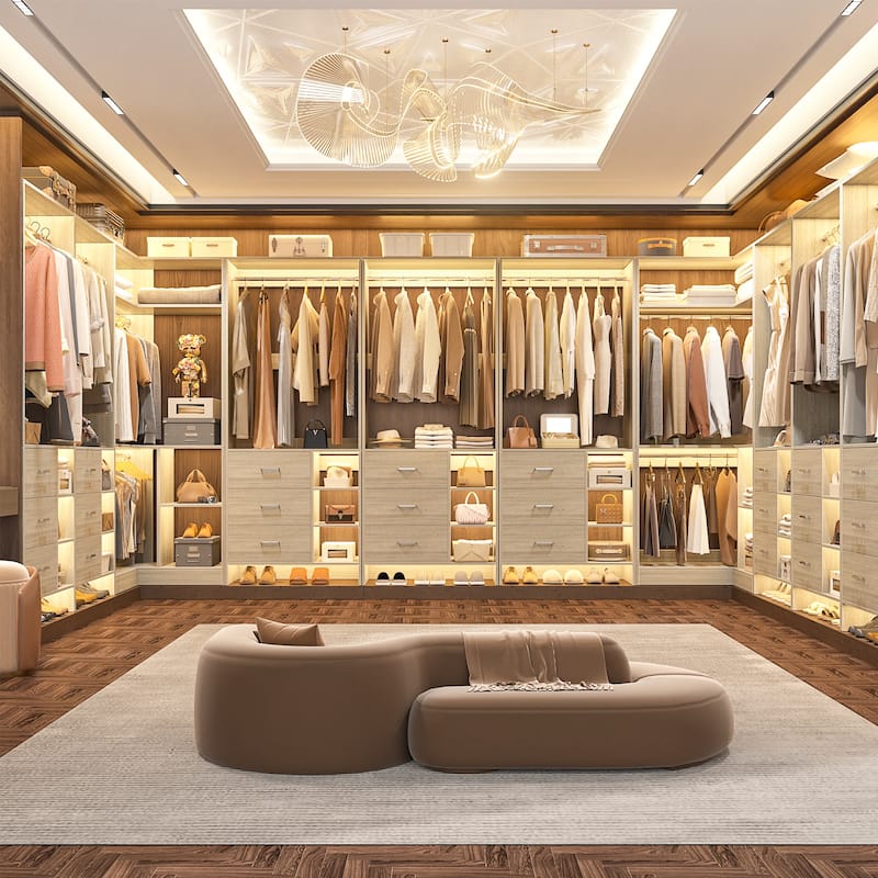 Cimly 30'' W Freestanding Closet System with Hanging Rod, Closet Organizer with Drawers and Shelves