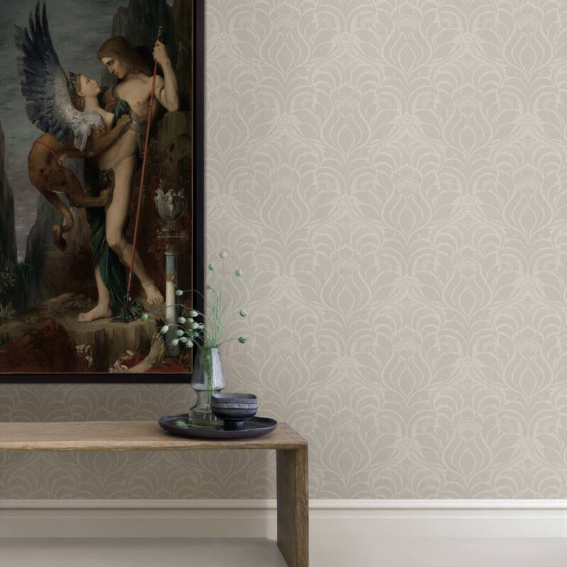 Sandor Grey Damask Wallpaper