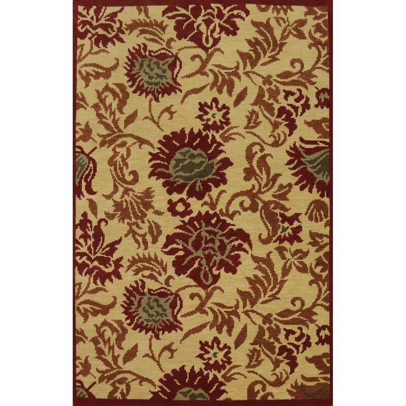All-Over Floral Indian Area Rug 5x8 - 7' 9'' X 5' 4''