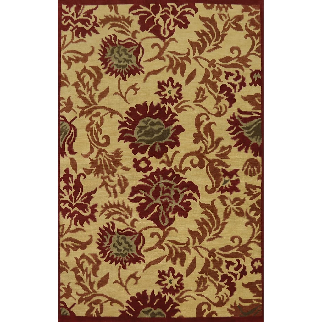 All-Over Floral Indian Area Rug 5x8 - 7' 9'' X 5' 4''