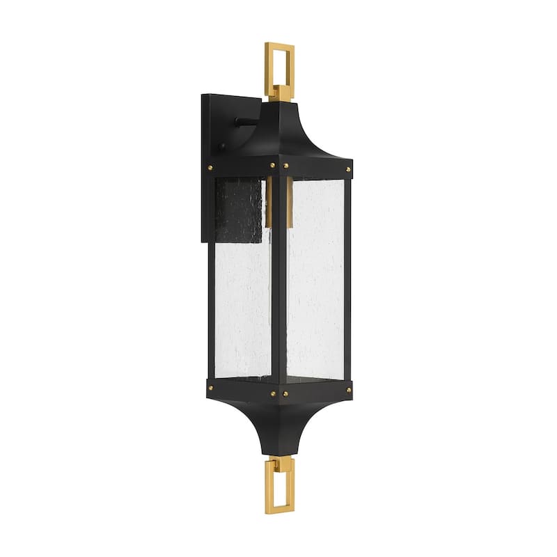 Glendale 1-Light Outdoor Wall Lantern in Matte Black and Weathered Brushed Brass