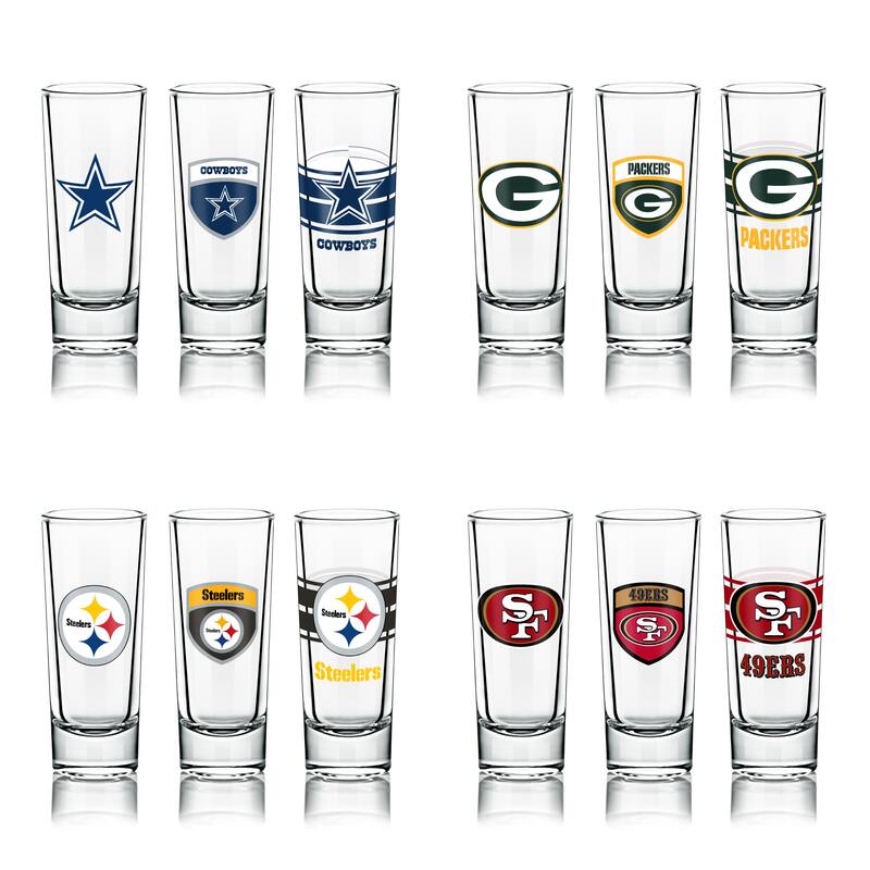 NFL Shot Glasses 6 Pack Set, Various Designs San Francisco 49ers On
