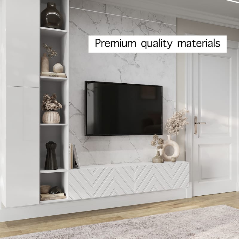 Living Skog Alessio White 59 in. Floating TV Stand Fits TV's up to 65 in. with Wall Mount Feature