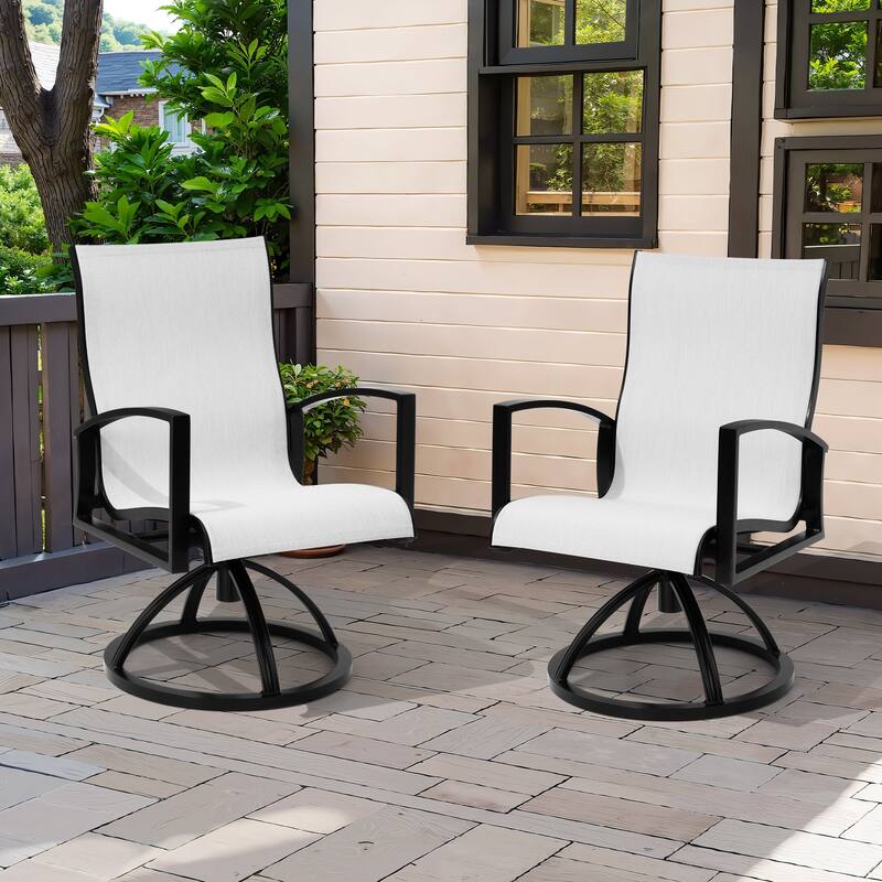 Outdoor Patio Aluminum Swivel Dining Chairs Armchair Sunbrella Fabric