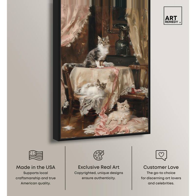 Kittens at the Table Canvas by Art Remedy