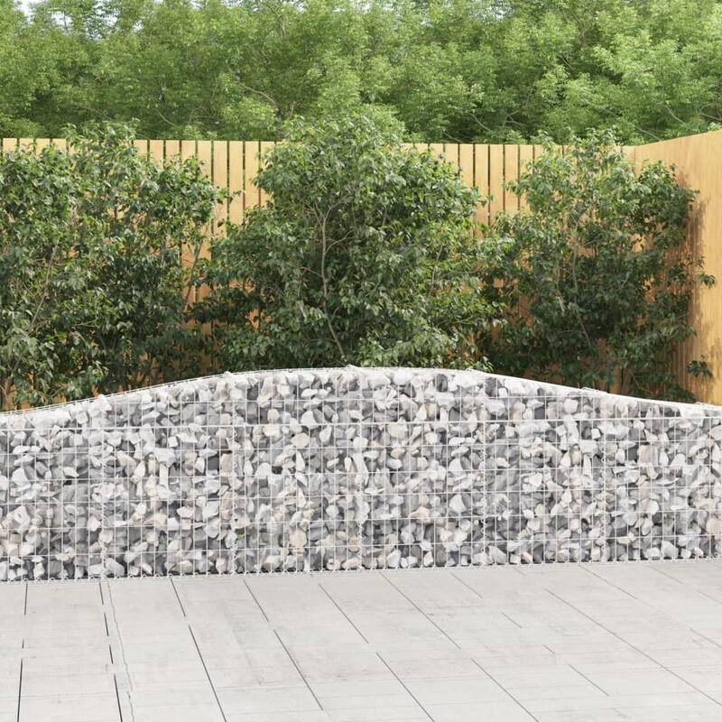 vidaXL Gabion Basket Arched Gabion Basket Planter for Flower Galvanized Iron - Silver-157.5 x 11.8 x 31.5 in