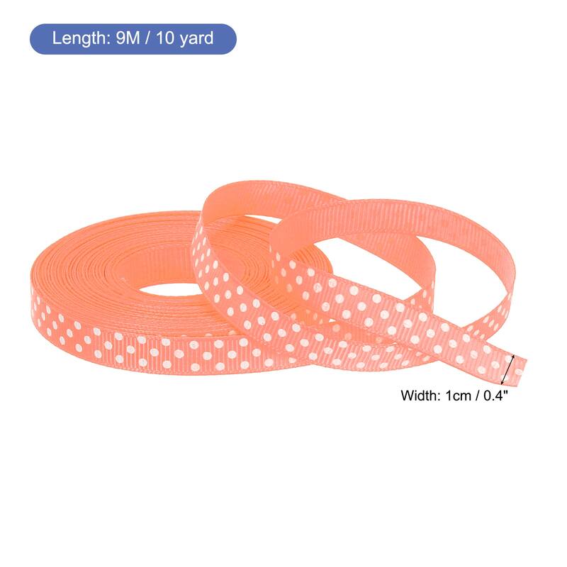 Grosgrain Ribbons with Dots Ribbon Bow Decoration - Light Orange - 10 Yards 3/8 Inch