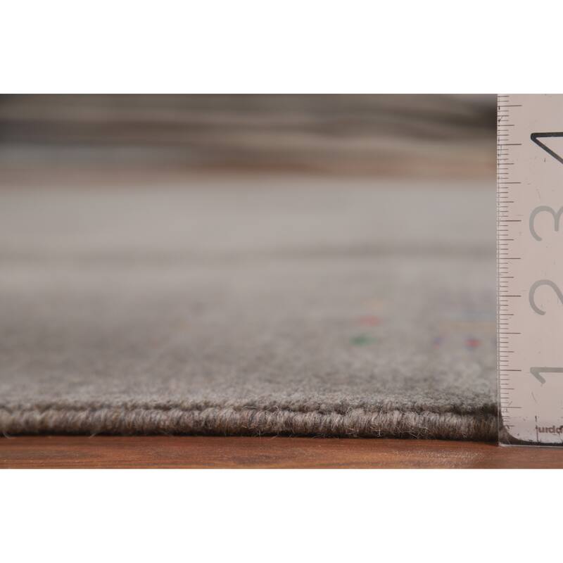 Gray Gabbeh Oriental Area Rug Hand-Knotted Wool Carpet - 8'1" x 9'9"