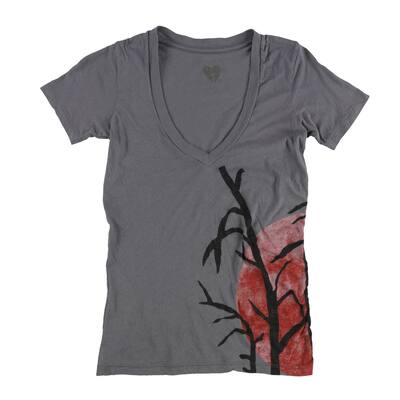 Urban Outfitters Womens Trees Moon Graphic T-Shirt,, Grey, X-Small