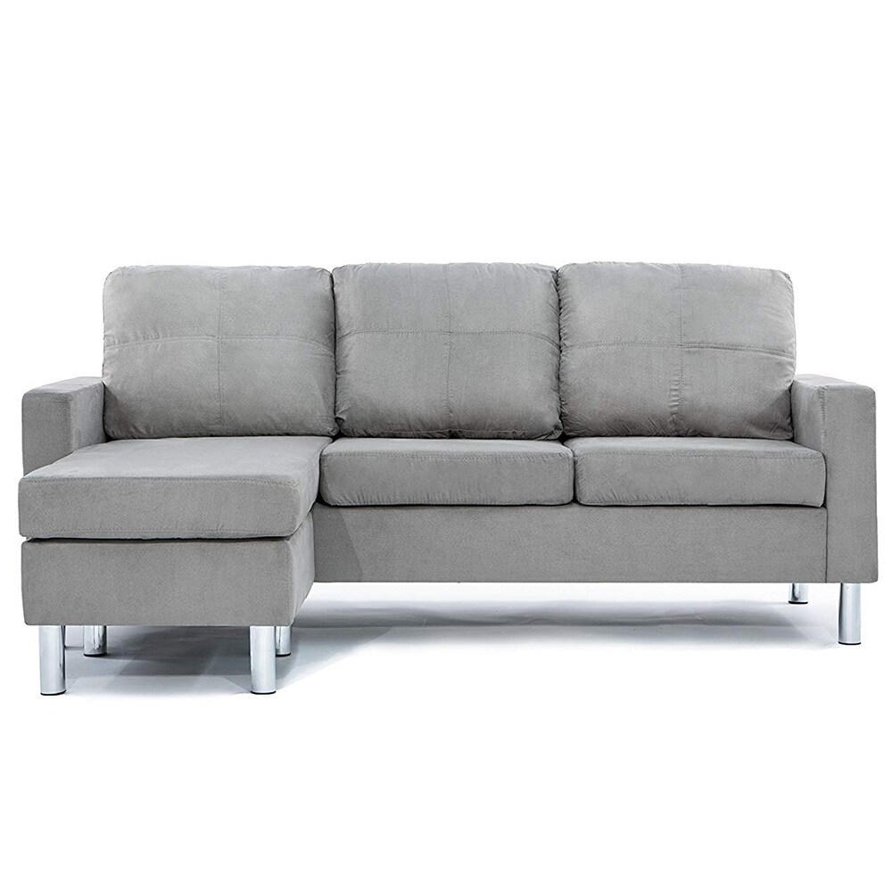 Shop Modern Grey Microfiber Small Space Sectional Sofa With Reversible Chaise Overstock 10433906