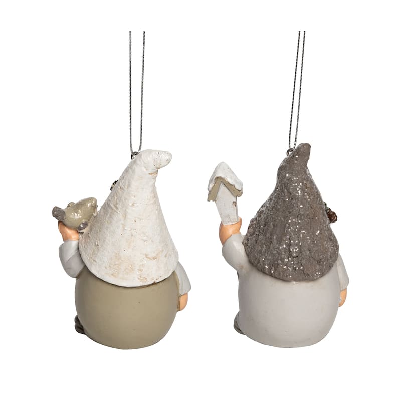 Transpac Resin Birch Gnome Ornament Set of 2 Christmas Home Decorations