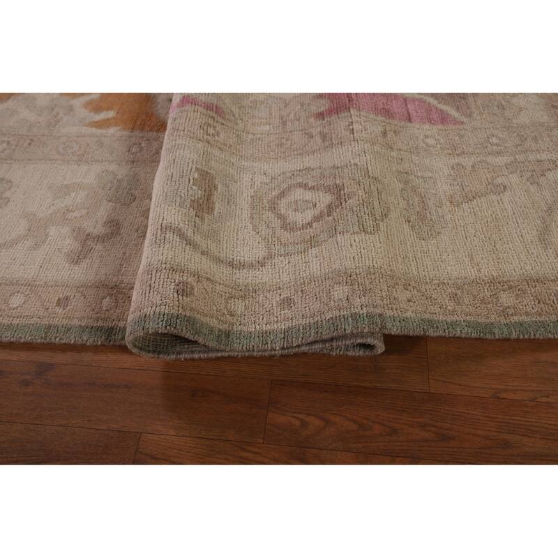 All-Over Floral Oushak Vegetable Dye Area Rug Handmade Wool Carpet - 8'11" x 12'4"