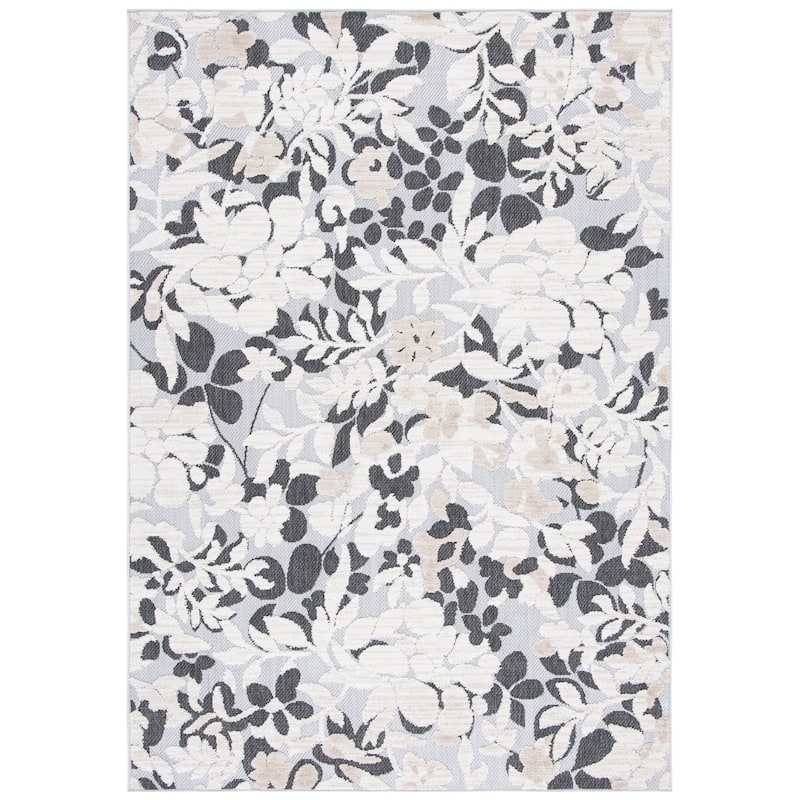 SAFAVIEH Cabana Vitalija Indoor/ Outdoor Waterproof Patio Rug - 2'2" x 5' - Ivory/Charcoal