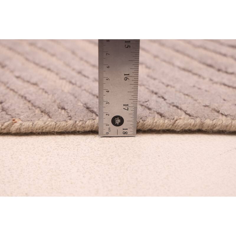 ECARPETGALLERY Hand Loomed Elysian Grey Viscose, Wool Rug - 6'8 x 9'11