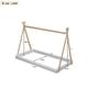 preview thumbnail 3 of 7, Twin Size Tent Floor Bed with Triangle Structure, Safe Design, Easy Access, White + Natural Finish