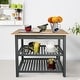 preview thumbnail 11 of 37, 2-shelf Natural Solid Wood Top Kitchen Island - N/A