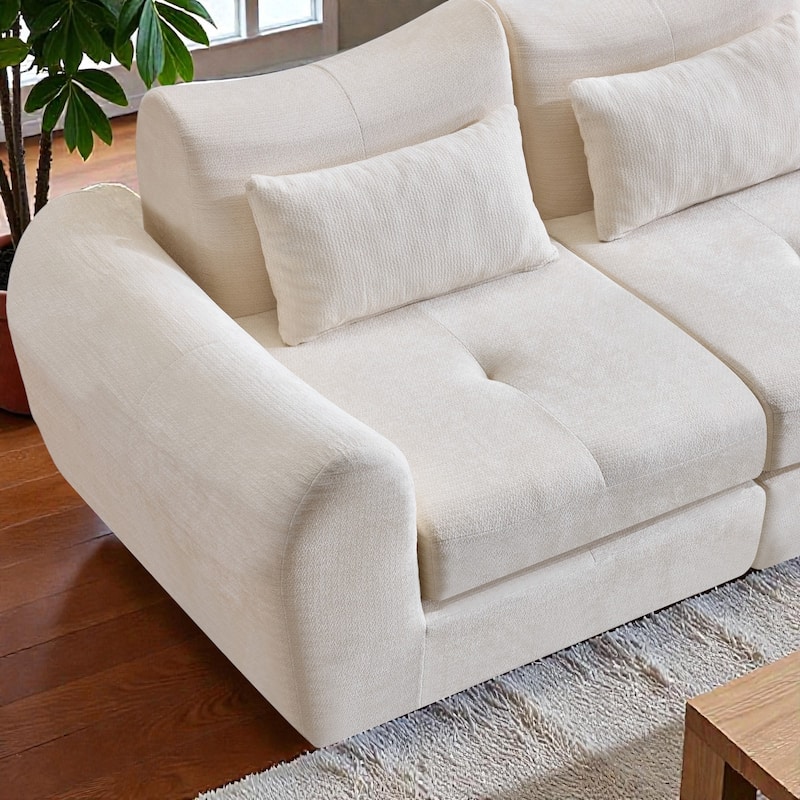 Modular Cloud Sofa, Convertible Folding Sofa Bed, 3-Seat Cushioned Sectional Couch for Living Room Bedroom