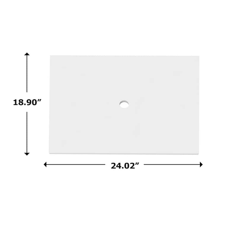 Thin Modern White Solid Surface Vanity Countertop - Sizes 24", 30", 36", 48", 60", 72", 84" - 24" x 19"