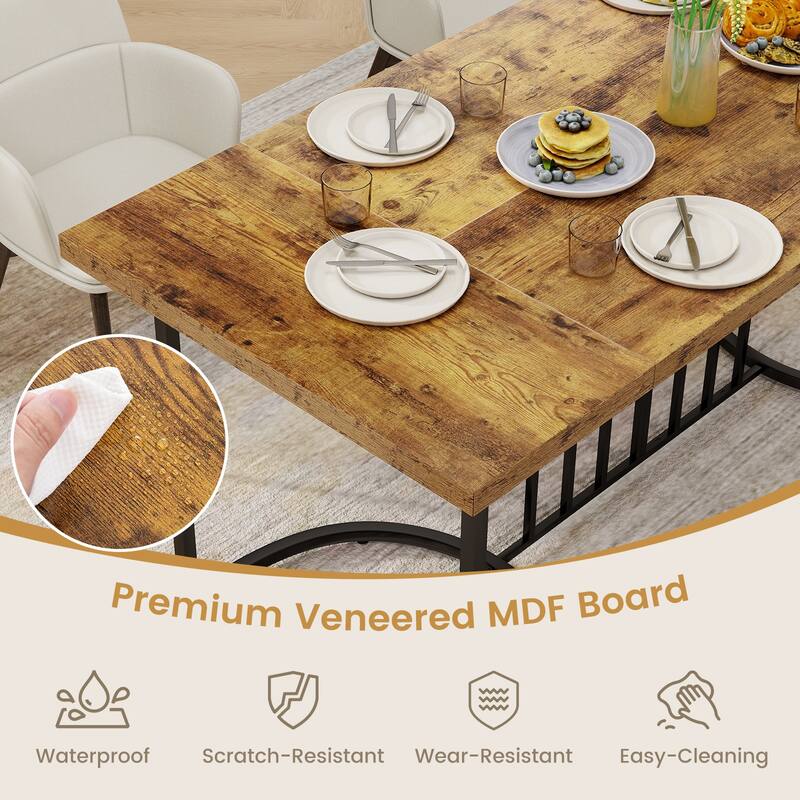 Gymax 71'' Large Dining Table for 6-8 People Rectangular Kitchen Table