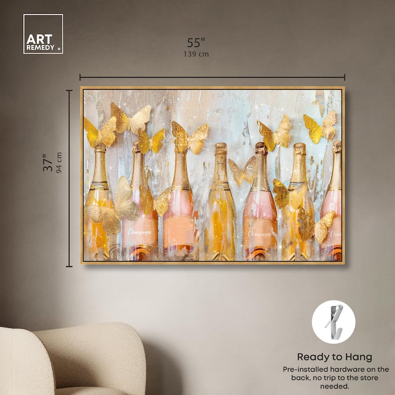 Golden Bright Campagne Line Canvas by Art Remedy