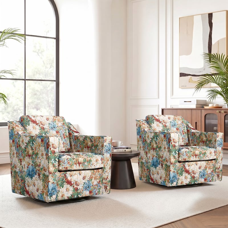Modern Swivel Upholstered Armchair Accent chair Set of 2