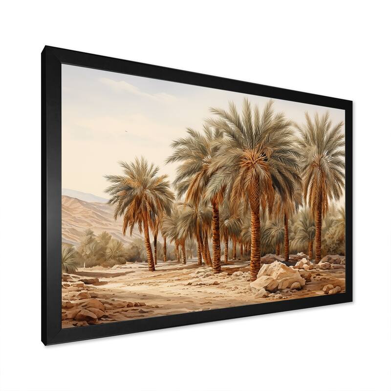 Designart "Palm Tree Desert Oasis " Palms & Palm Trees Framed Canvas Prints
